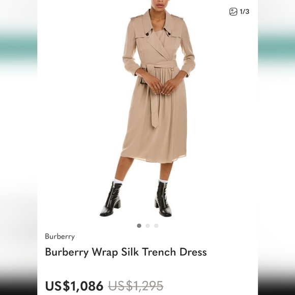 Sixe 8 Burberry Silk Agatha Dress In Pale Stone Silk - Picture 2 of 8